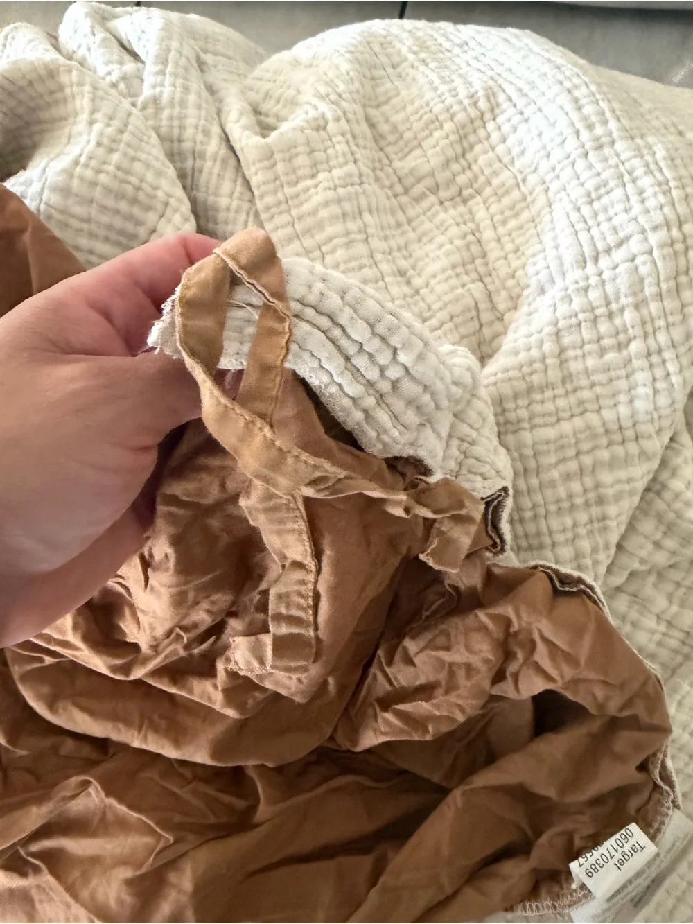 Casaluna Textured Chambray Cotton Duvet Cover 3pc Set Warm Brown Full Queen
